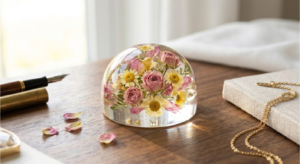 Handmade resin flower dome paperweight dried flowers preserved inside