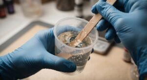 Nitrile gloves for safe resin mixing