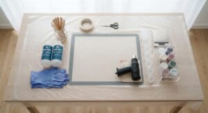 Organized and safe resin art workspace setup